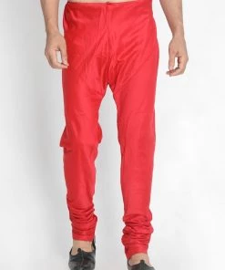 VASTRAMAY Men's Red Cotton Blend Pyjama