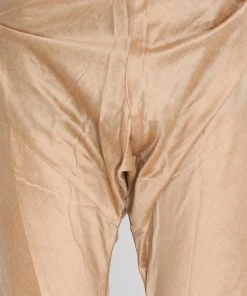 Vastramay Men's Beige Silk Blend Kurta And Churidar Set