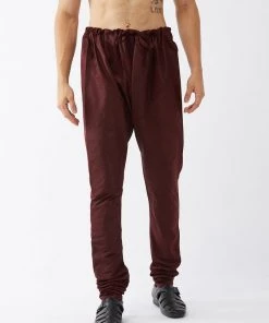 VASTRAMAY Men's Wine Silk Blend Pyjama