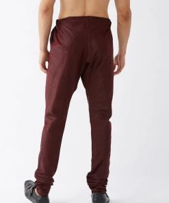 VASTRAMAY Men's Wine Silk Blend Pyjama