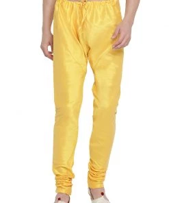 Vastramay Men's Yellow Cotton Silk Blend Pyjama