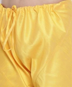 Vastramay Men's Yellow Cotton Silk Blend Pyjama