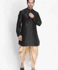 Vastramay Men's Gold Silk Blend Dhoti