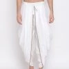 VASTRAMAY Men's White Silk Blend Dhoti Pant