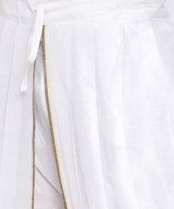 VASTRAMAY Men's White Silk Blend Dhoti Pant 10 VASTRAMAY Men's White Silk Blend Dhoti Pant