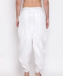 VASTRAMAY Men's White Silk Blend Dhoti Pant 11 VASTRAMAY Men's White Silk Blend Dhoti Pant