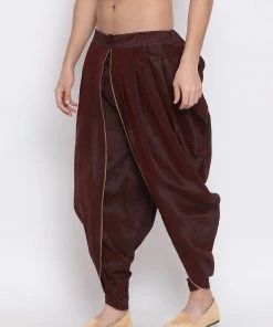 VASTRAMAY Men's Wine Silk Blend Dhoti Pant