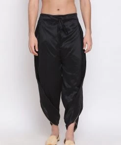 Vastramay Men's Black Silk Blend Dhoti Pant