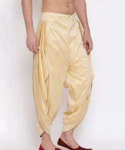 Vastramay Men's Gold Silk Blend Dhoti Pant