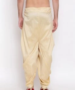 Vastramay Men's Gold Silk Blend Dhoti Pant