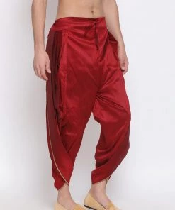 Vastramay Men's Maroon Silk Blend Dhoti Pant