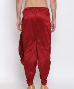 Vastramay Men's Maroon Silk Blend Dhoti Pant