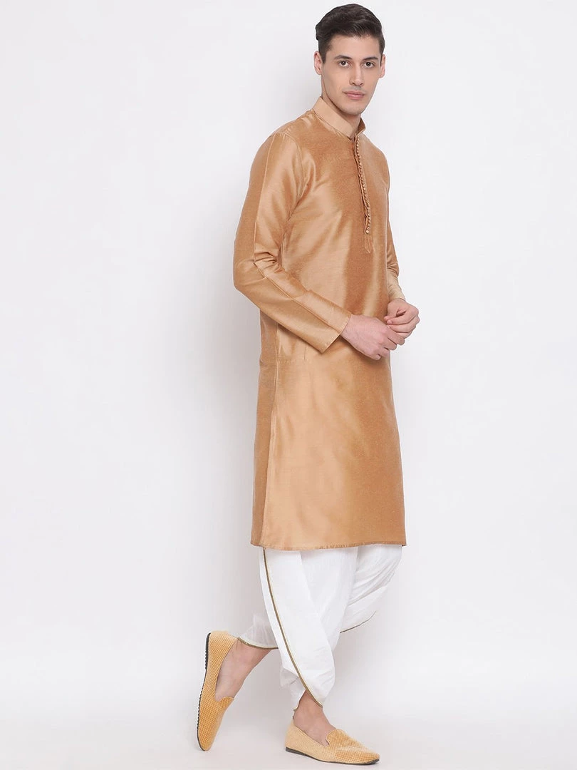 Vastramay Men's White Silk Blend Dhoti Pant 7 Vastramay Men's White Silk Blend Dhoti Pant