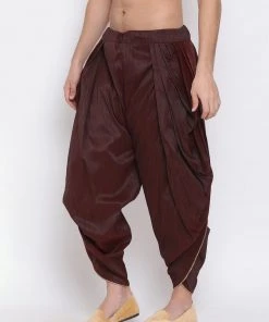 Vastramay Men's Wine Silk Blend Dhoti Pant