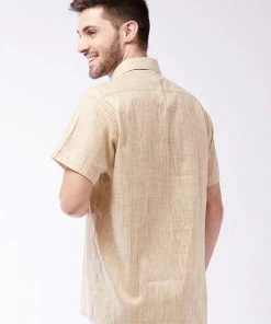 VASTRAMAY Men's Beige Cotton Blend Ethnic Shirt 10 VASTRAMAY Men's Beige Cotton Blend Ethnic Shirt