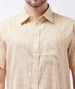 VASTRAMAY Men's Beige Cotton Blend Ethnic Shirt 11 VASTRAMAY Men's Beige Cotton Blend Ethnic Shirt