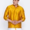 VASTRAMAY Men's Mustard Silk Blend Ethnic Shirt 2 VASTRAMAY Men's Mustard Silk Blend Ethnic Shirt