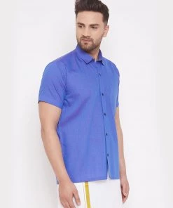 Vastramay Blue Cotton Blend Baap Beta Ethnic Shirt