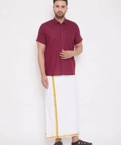 VASTRAMAY Men's Maroon Cotton Blend Ethnic Shirt 12 VASTRAMAY Men's Maroon Cotton Blend Ethnic Shirt