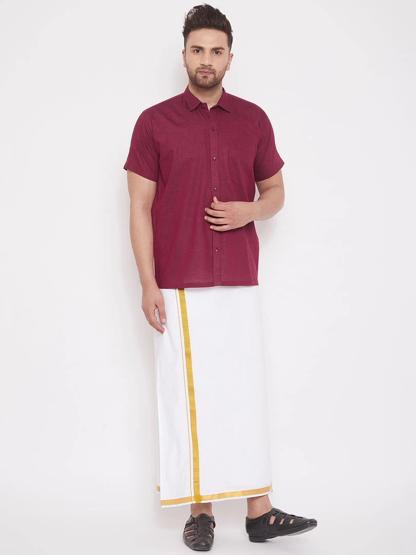 VASTRAMAY Men's Maroon Cotton Blend Ethnic Shirt 7 VASTRAMAY Men's Maroon Cotton Blend Ethnic Shirt