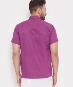 VASTRAMAY Men's Pink Cotton Blend Ethnic Shirt 10 VASTRAMAY Men's Pink Cotton Blend Ethnic Shirt