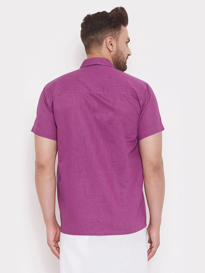 VASTRAMAY Men's Pink Cotton Blend Ethnic Shirt 5 VASTRAMAY Men's Pink Cotton Blend Ethnic Shirt