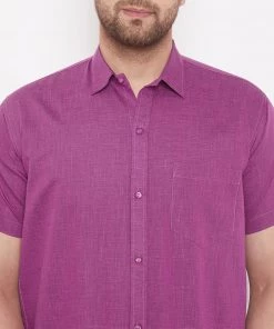 VASTRAMAY Men's Pink Cotton Blend Ethnic Shirt 11 VASTRAMAY Men's Pink Cotton Blend Ethnic Shirt