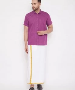 VASTRAMAY Men's Pink Cotton Blend Ethnic Shirt 12 VASTRAMAY Men's Pink Cotton Blend Ethnic Shirt