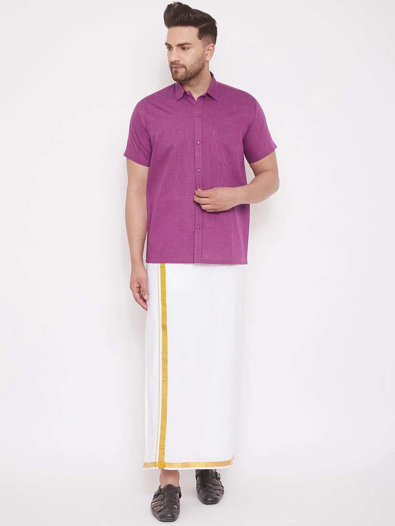 VASTRAMAY Men's Pink Cotton Blend Ethnic Shirt 7 VASTRAMAY Men's Pink Cotton Blend Ethnic Shirt