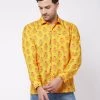 VASTRAMAY Men's Multicolor-Base-Orange Ethnic Shirt