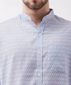 VASTRAMAY Men's Lavender Blue Silk Blend Ethnic Shirt