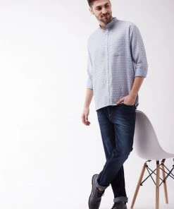 VASTRAMAY Men's Lavender Blue Silk Blend Ethnic Shirt