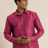 VASTRAMAY Men's Purple Silk Blend Shirt Pongal