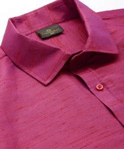 VASTRAMAY Men's Purple Silk Blend Shirt And Mundu Set 14 VASTRAMAY Men's Purple Silk Blend Shirt And Mundu Set