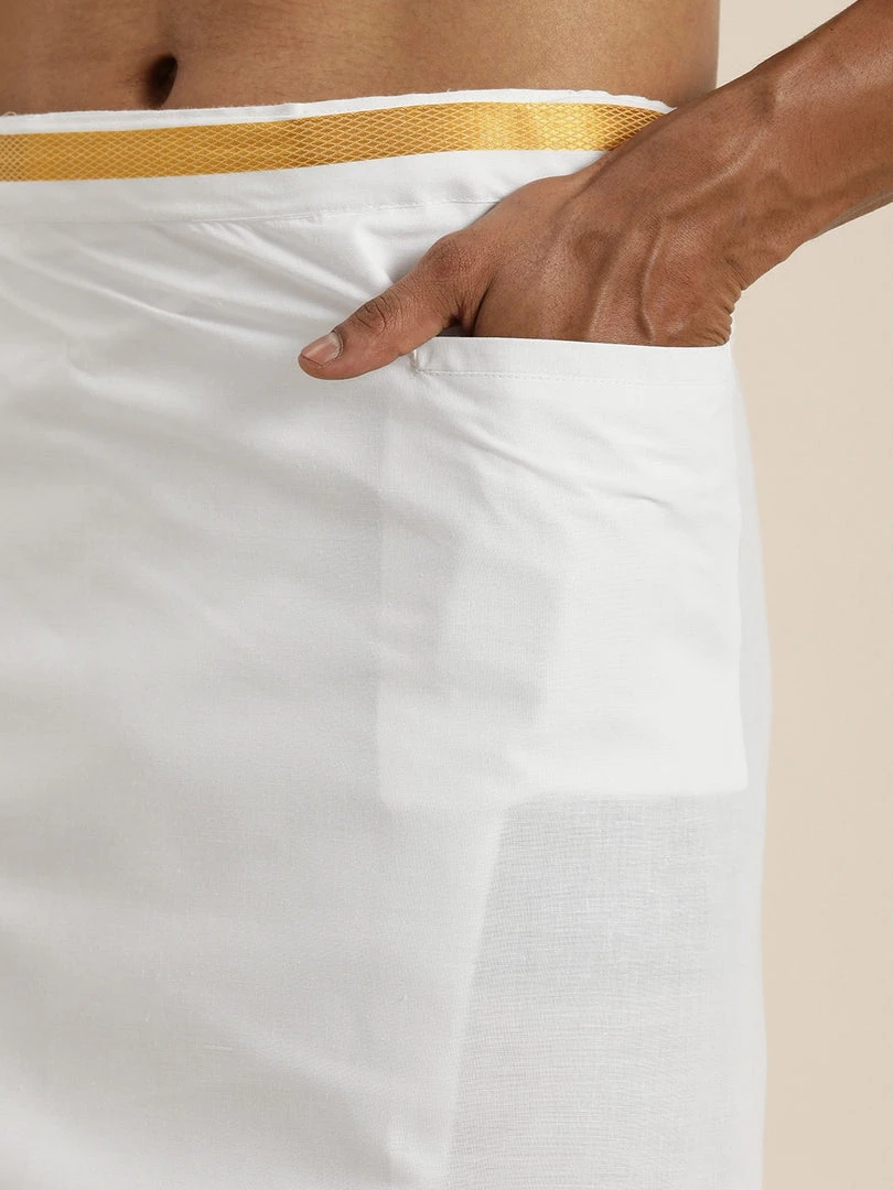 VASTRAMAY Men's Purple Silk Blend Shirt And Mundu Set 9 VASTRAMAY Men's Purple Silk Blend Shirt And Mundu Set