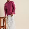 VASTRAMAY Men's Purple Silk Blend Shirt And Mundu Set 2 VASTRAMAY Men's Purple Silk Blend Shirt And Mundu Set
