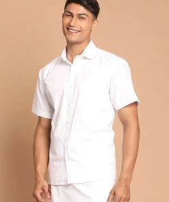 VASTRAMAY Men's White Cotton Shirt