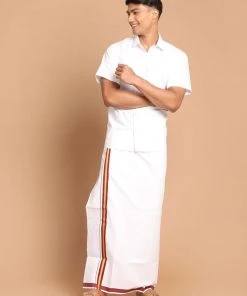 VASTRAMAY Men's White Cotton Shirt