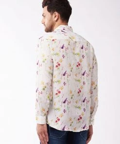 Vastramay Men's Multicolour-Base-Cream Muslin Ethnic Shirtt