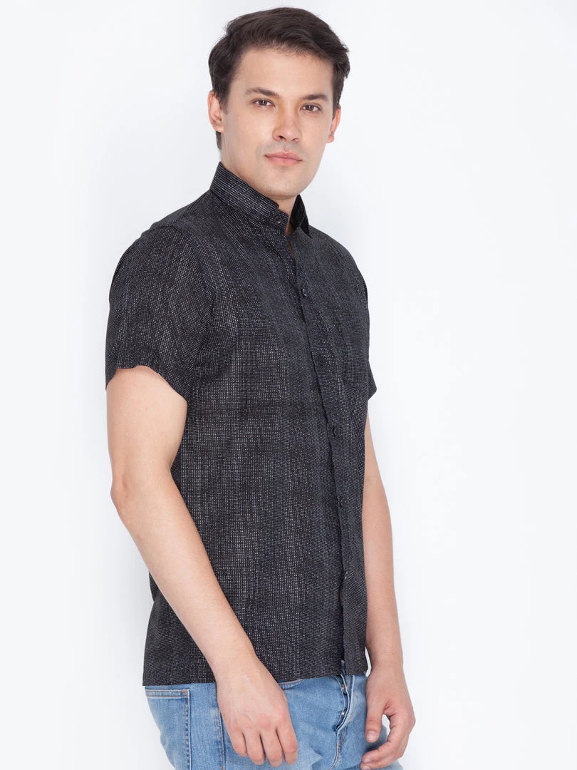 VASTRAMAY Men's Black Cotton Ethnic Shirt 4 VASTRAMAY Men's Black Cotton Ethnic Shirt