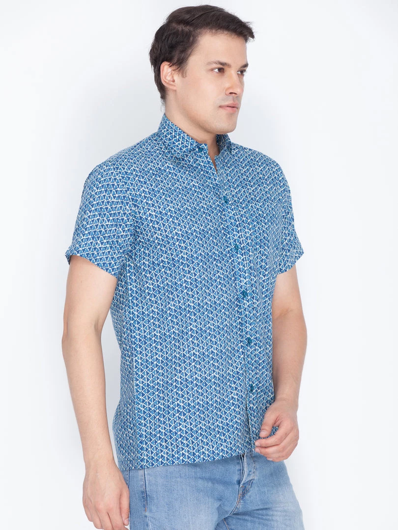 VASTRAMAY Men's Blue Cotton Ethnic Shirt 4 VASTRAMAY Men's Blue Cotton Ethnic Shirt