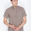 VASTRAMAY Men's Brown Cotton Ethnic Shirt