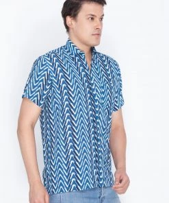 Vastramay Men's Blue Cotton Ethnic Shirt