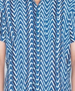 Vastramay Men's Blue Cotton Ethnic Shirt