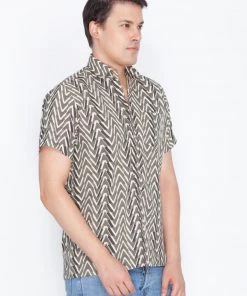 VASTRAMAY Men's Brown Cotton Ethnic Shirt