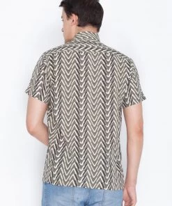 VASTRAMAY Men's Brown Cotton Ethnic Shirt