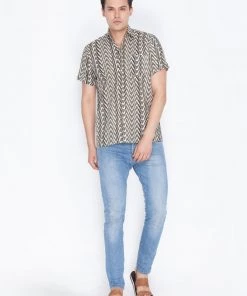 VASTRAMAY Men's Brown Cotton Ethnic Shirt