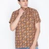 VASTRAMAY Men's Brown Cotton Ethnic Shirt
