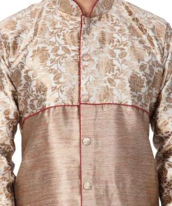 Vastramay Men's Gold Cotton Silk Blend Sherwani Top 10 Vastramay Men's Gold Cotton Silk Blend Sherwani Top