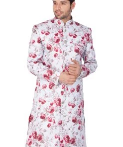 Vastramay Men's Multicolor Cotton Blend Sherwani Only Top